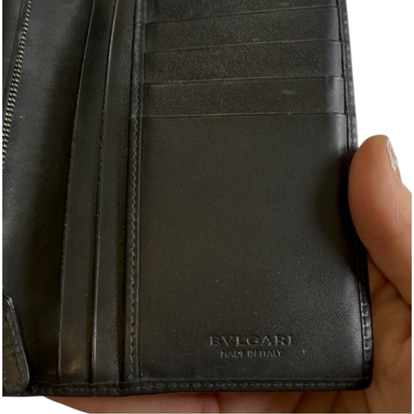 Bvlgari Dark Gray Long Wallet Card Holder