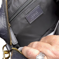 Versace Medusa Embossed Calf Leather Crossbody Bag Dark Blue