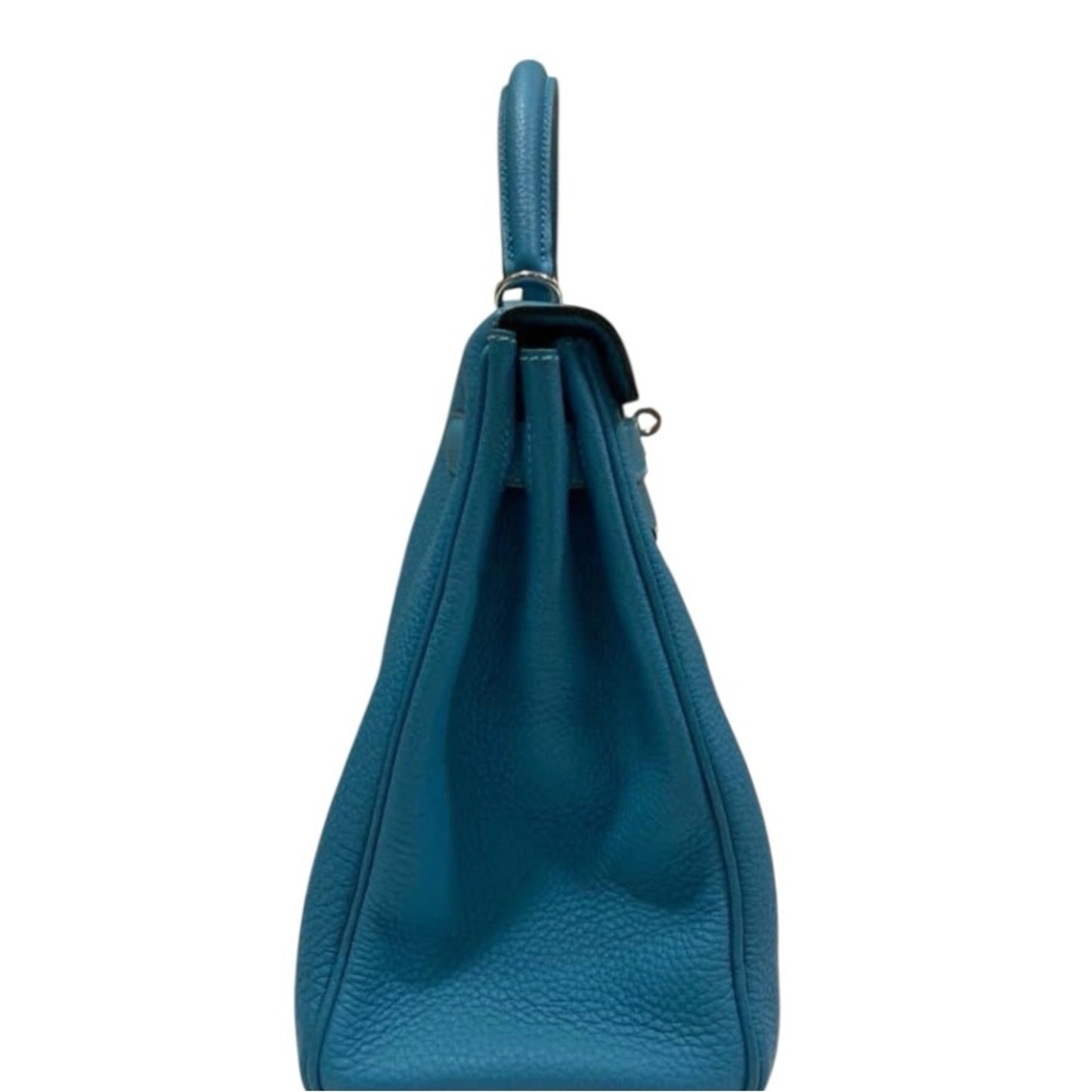 HERMES KELLY Retourne Togo 32 Blue Jean with Palladium Hardware EUC