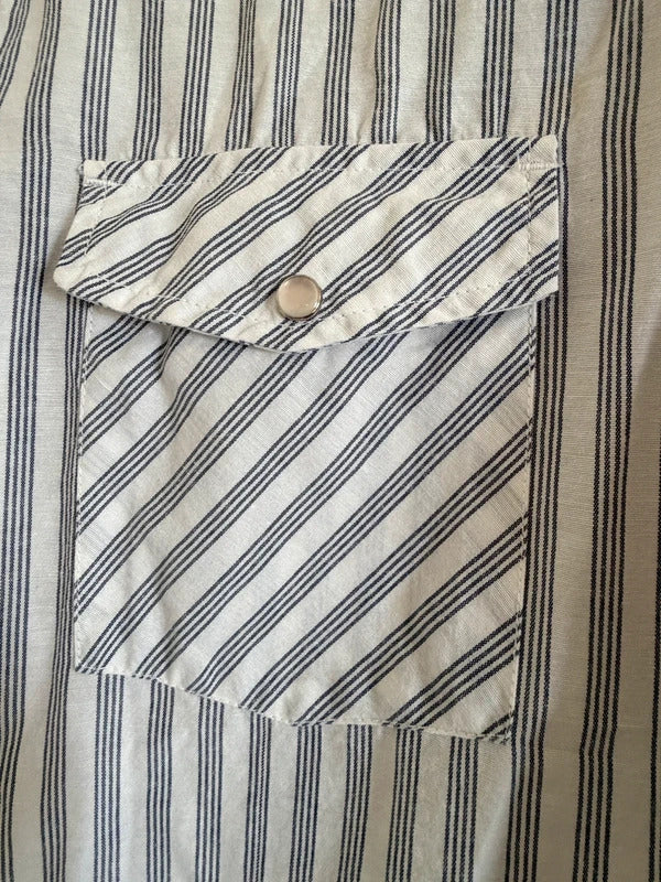 Vintage Williams Bay Men’s L Striped Shirt Short Sleeve Pearl Snap sku1059