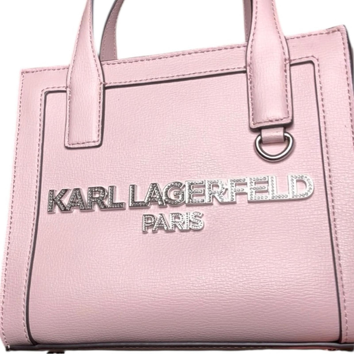 Karl Lagerfeld Paris Nouveau Pink Leather Satchel Crossbody Structured Tote Bag