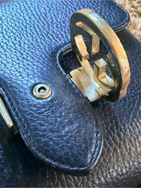 Gucci Black Leather Crossbody with Gold Chain