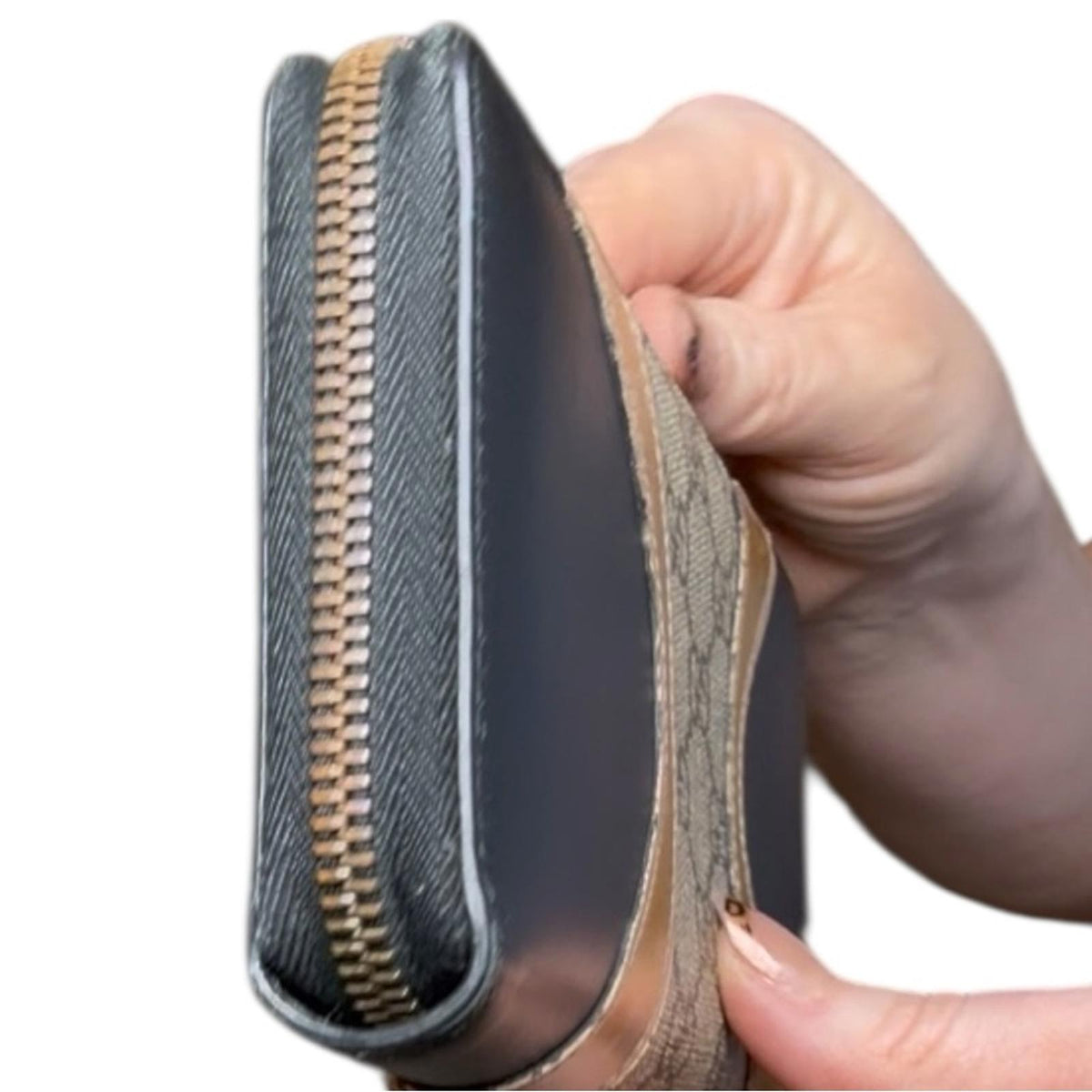 Gucci GG Supreme Tri Print Zip-Around Wallet Gold Black