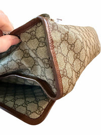 Gucci Beige/Brown Monogram Messenger Bag with Green & Red Web