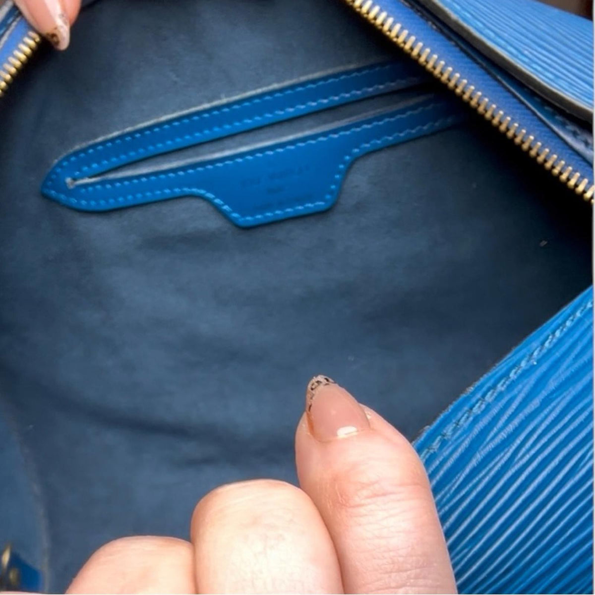 Louis Vuitton Epi Soufflot Handbag Toledo Blue Leather