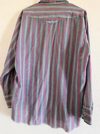 Vintage Ranch & Town Western Pearl Snap Shirt Red Blue Men’s Large Sku1058