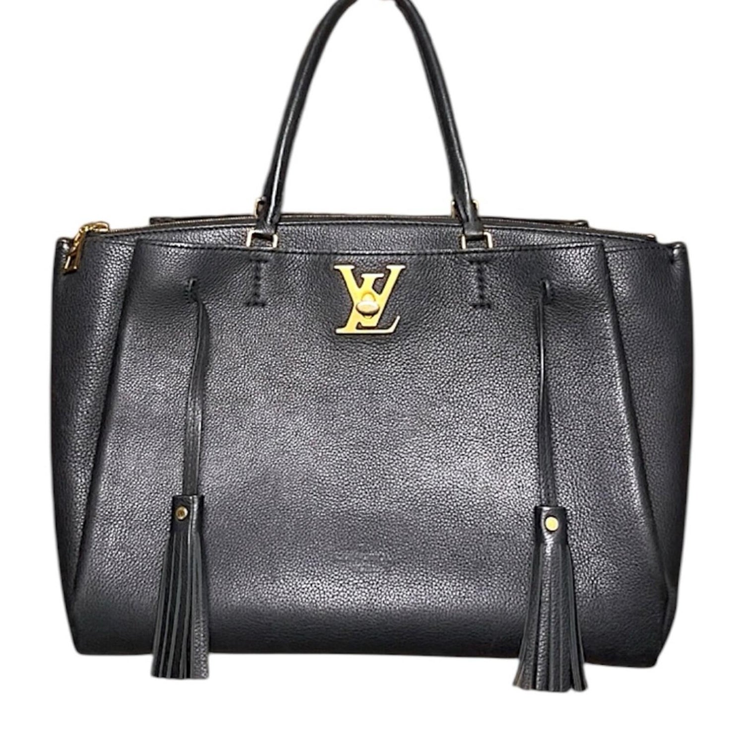 Louis Vuitton Calfskin Lockmeto Tote Black gold hardware