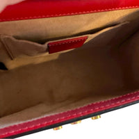 Gucci Padlock Studded Leather Shoulder Bag Red with Faux Pearls