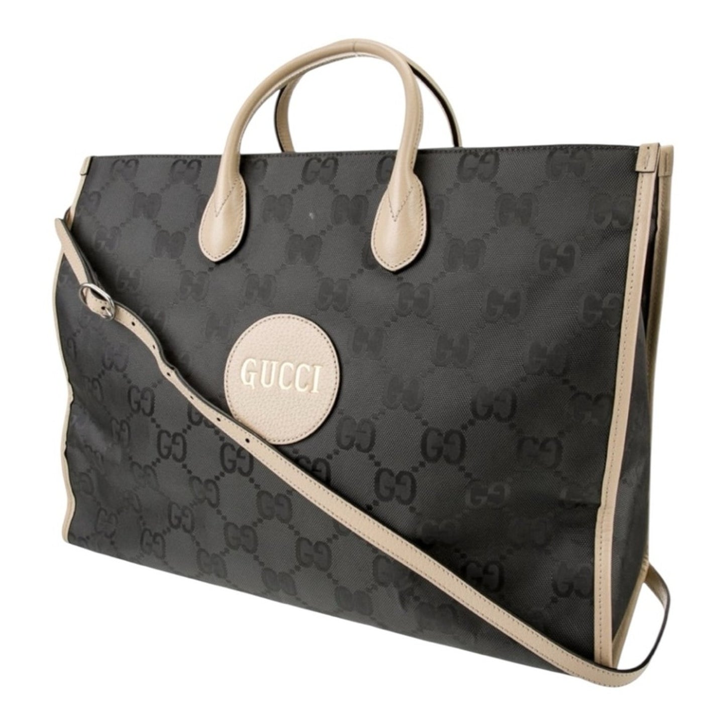 Gucci GG Nylon Tote Brown & Cream Top Handle Shoulder Bag