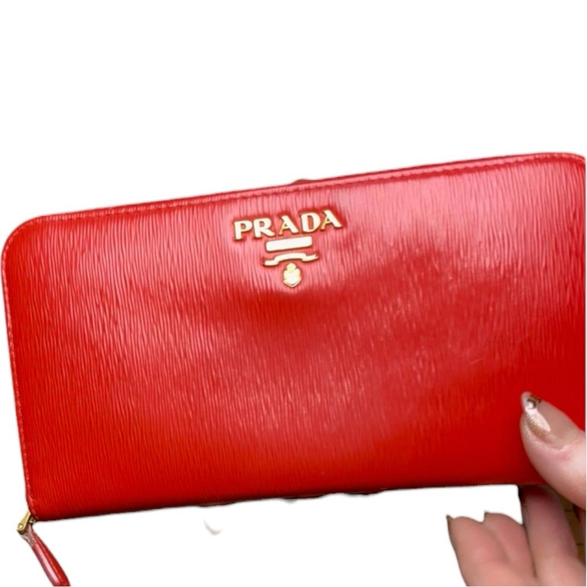 Prada Vitello Move Zip Around Wallet Red Lacca 1