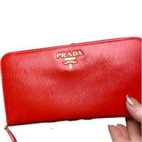 Prada Vitello Move Zip Around Wallet Red Lacca 1
