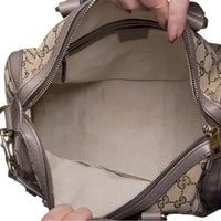 Gucci GG Supreme Canvas Web Stripe Boston Bag Brown Burgundy Crossbody