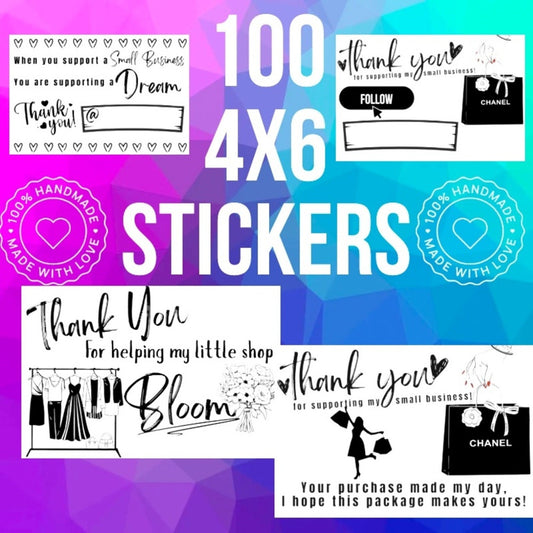 100 4x6 Sticker Labels for sellers to add to packages for shipping