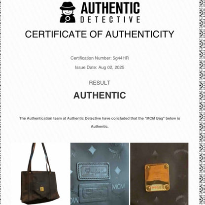MCM Black Visetos Coated Canvas Shopper Tote with COA