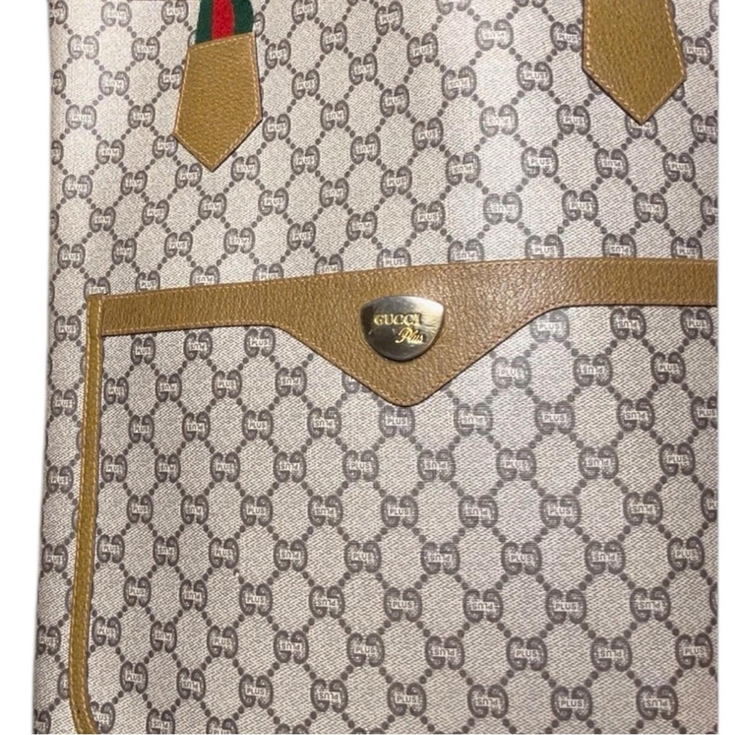 GUCCI Plus Vintage GG Supreme Tote Bag Beige Brown Canvas