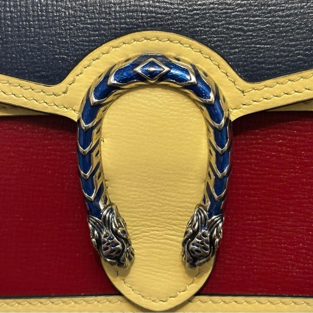 Gucci Dionysus Super Mini Leather Shoulder Bag Tricolor Red Yellow Blue