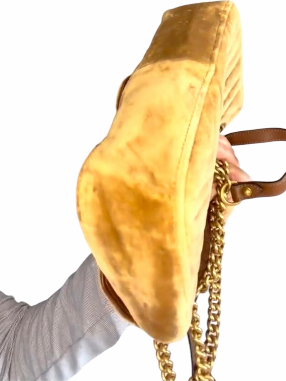 Gucci Brown Velvet Double G Shoulder Bag with Gold Hardware