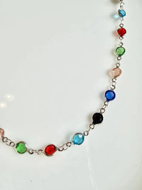 Handbag Charm Chain with Colorful Beads Silver tone hardware and swivel clasp