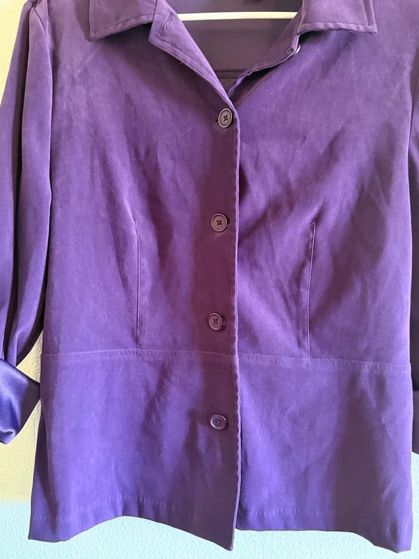 Jaclyn Smith Classic Purple Button Suede Jacket Blazer Large skuO
