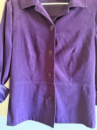 Jaclyn Smith Classic Purple Button Suede Jacket Blazer Large skuO