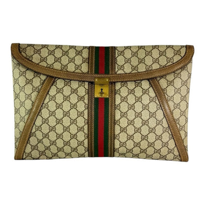 Gucci GG Supreme Vintage 1980’s XL Document Holder Clutch with COA