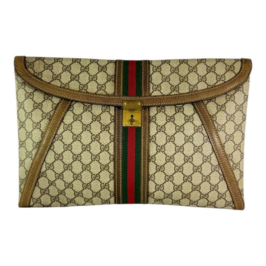 Gucci GG Supreme Vintage 1980’s XL Document Holder Clutch with COA