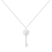 .925 Sterling Silver Diamond Accent Zodiac Key 18" Pendant Necklace (K-L Color, I1-I2 Clarity)