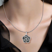 Green & White diamond 1.0 ctw bloom pendant platinum 925 sterling silver $1400 R