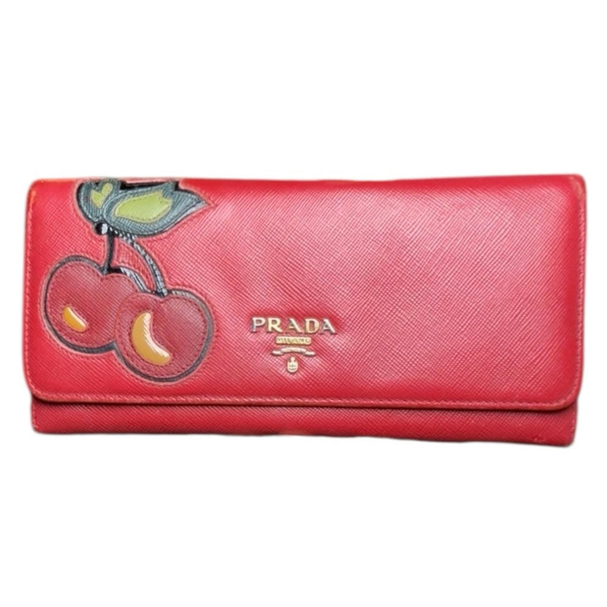 Prada Saffiano Leather Cherry Wallet Red