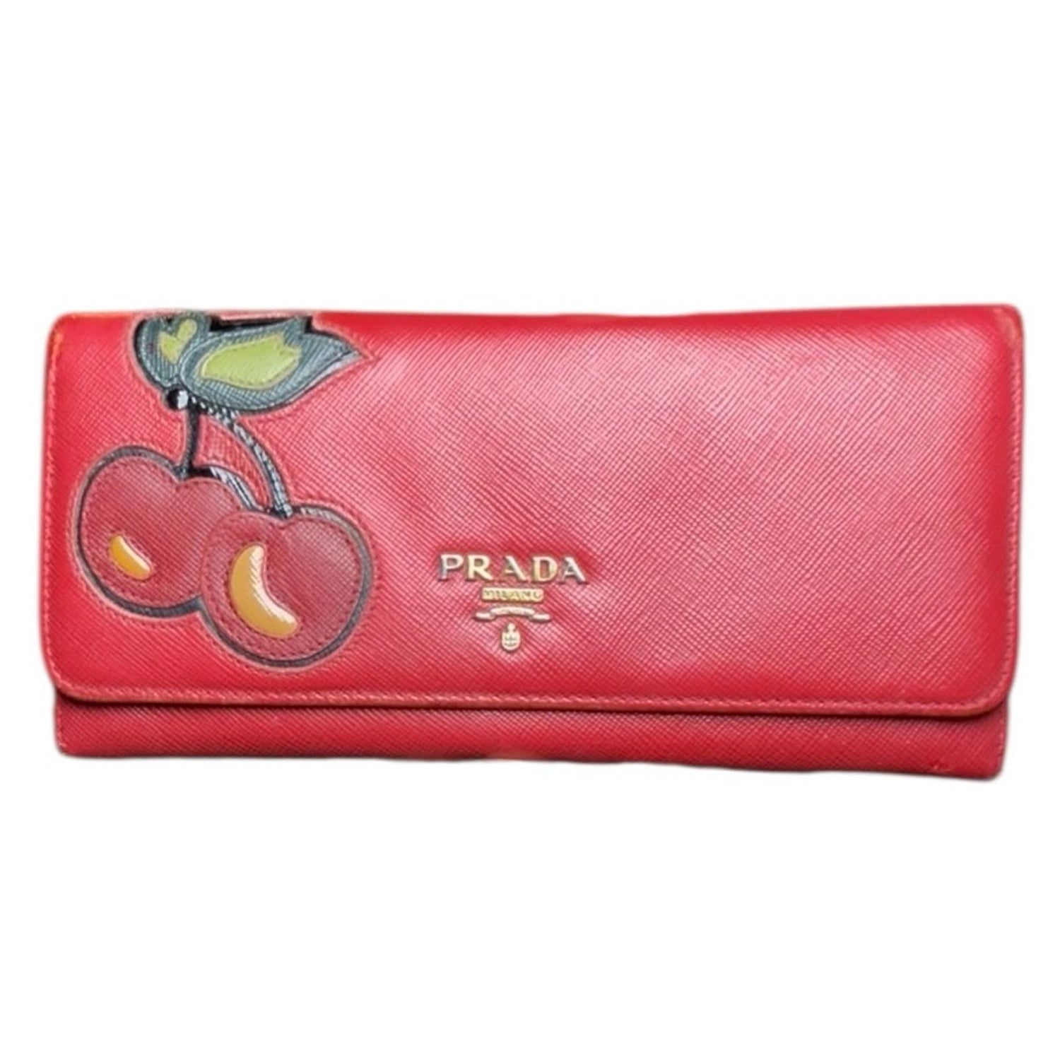 Prada Saffiano Leather Cherry Wallet Red