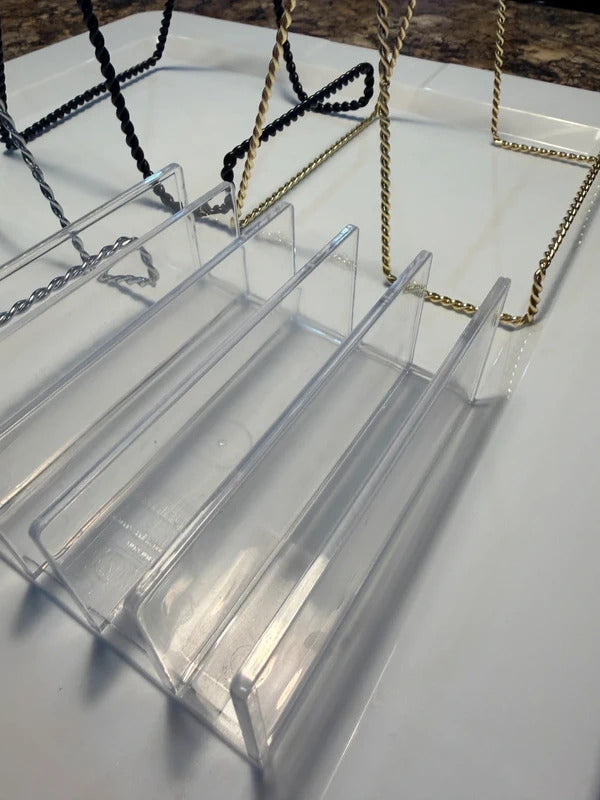 Lot of 6 Metal Wire & acrylic Display Stands Silver Gold Black skuO