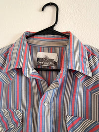 Vintage Ranch & Town Western Pearl Snap Shirt Red Blue Men’s Large Sku1058