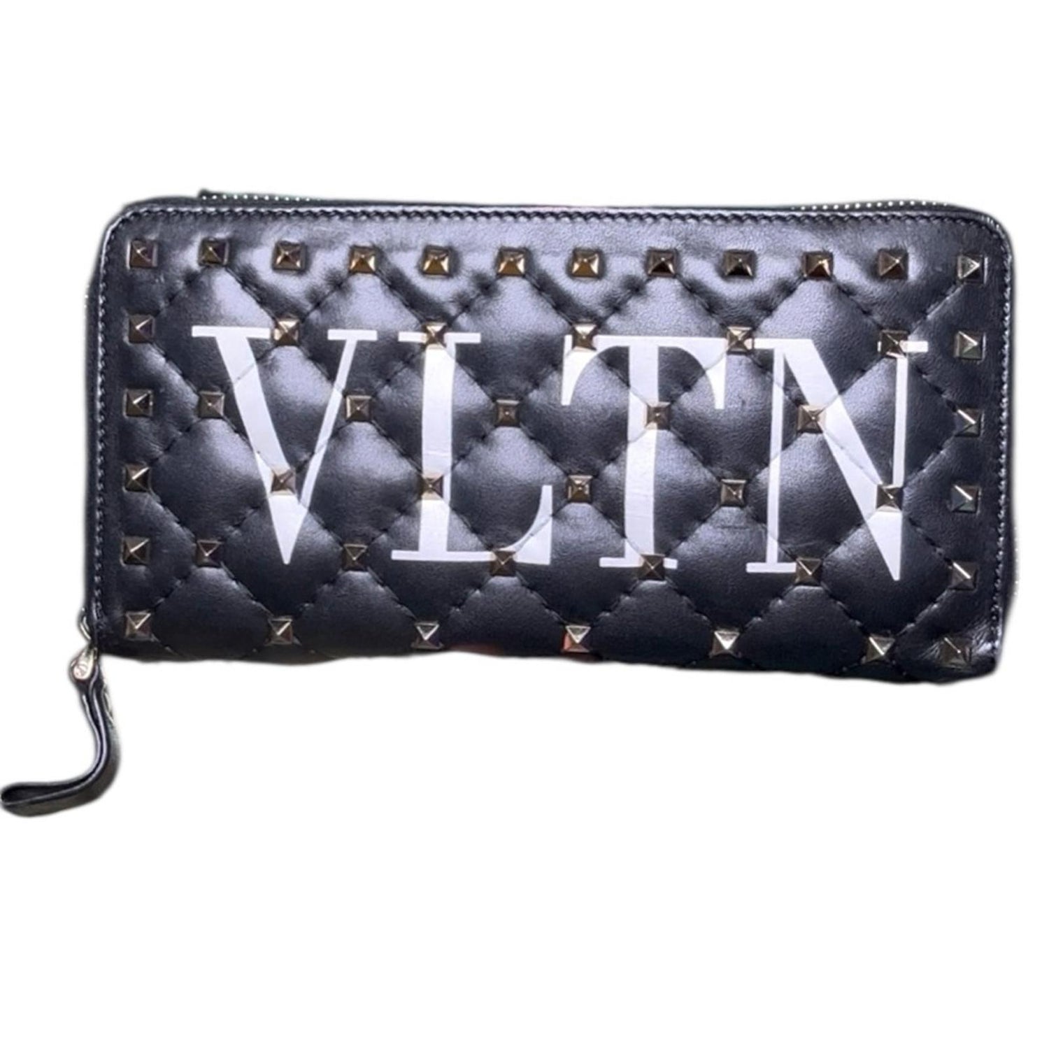 Valentino Garavani VLTN Rockstud Zip-Around Wallet Black w/ COA