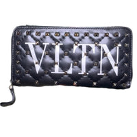 Valentino Garavani VLTN Rockstud Zip-Around Wallet Black w/ COA