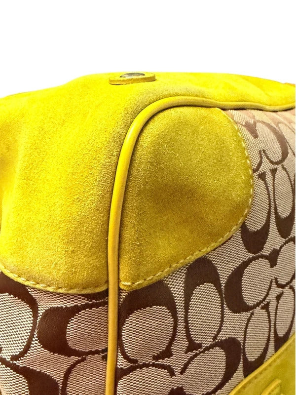 Coach Authentic Vintage 2004 Signature Yellow Suede Tote Bag