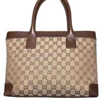 Gucci Jackie Tote GG Canvas Brown Leather Trim