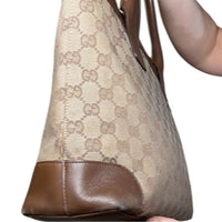 Gucci Jackie Tote GG Canvas Brown Leather Trim