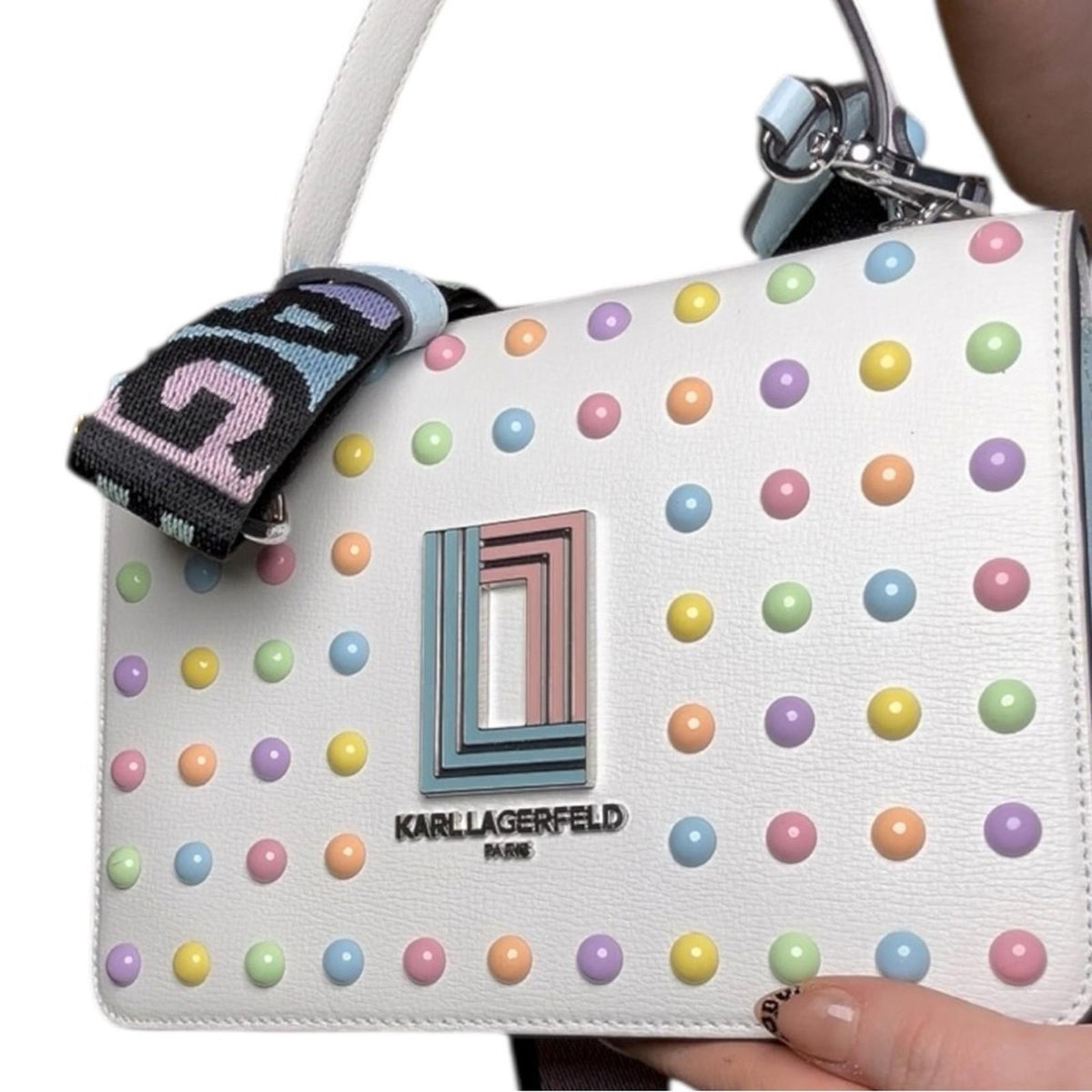 Karl Lagerfeld Paris Simone Flap Crossbody Leather Shoulder Bag