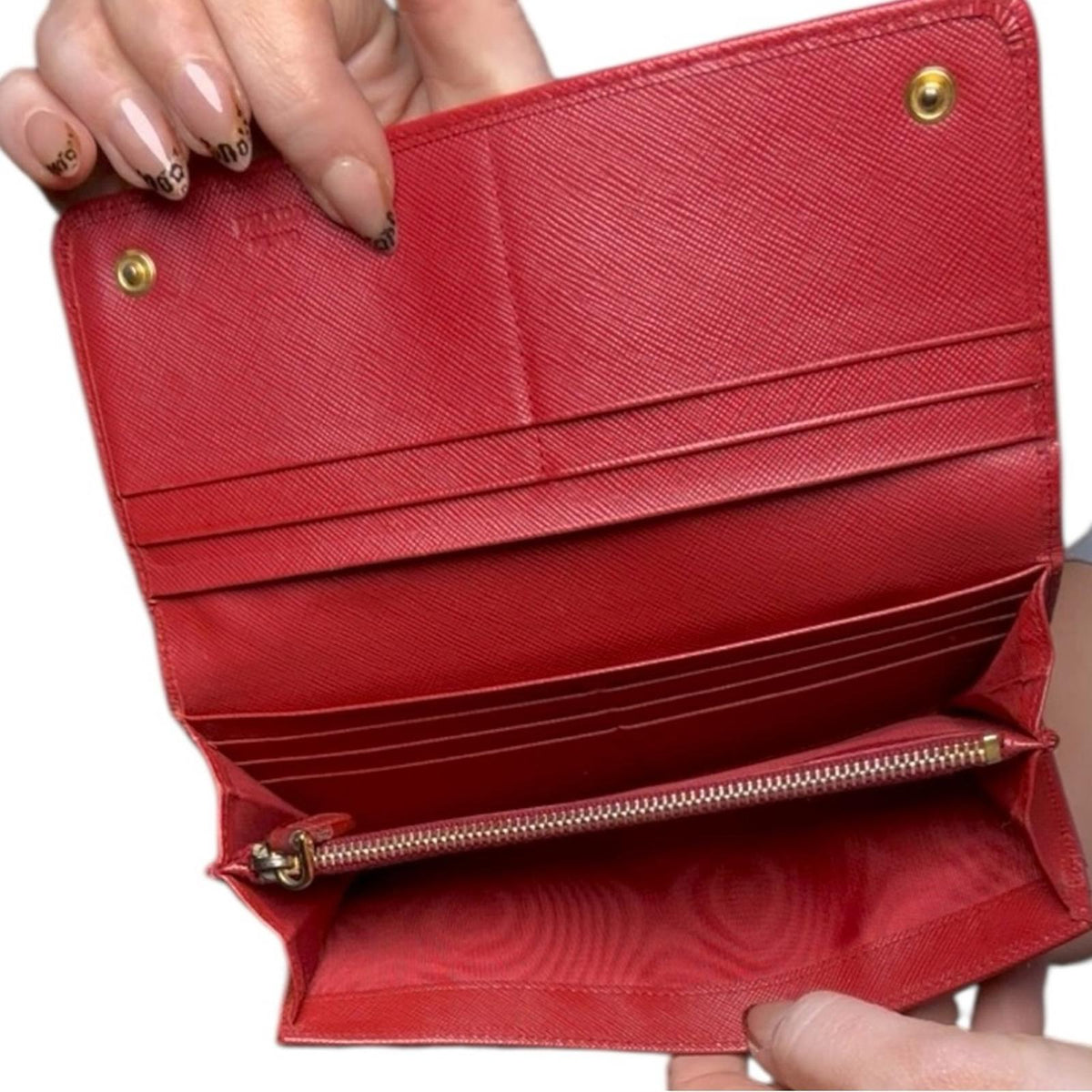 Prada Saffiano Leather Cherry Wallet Red