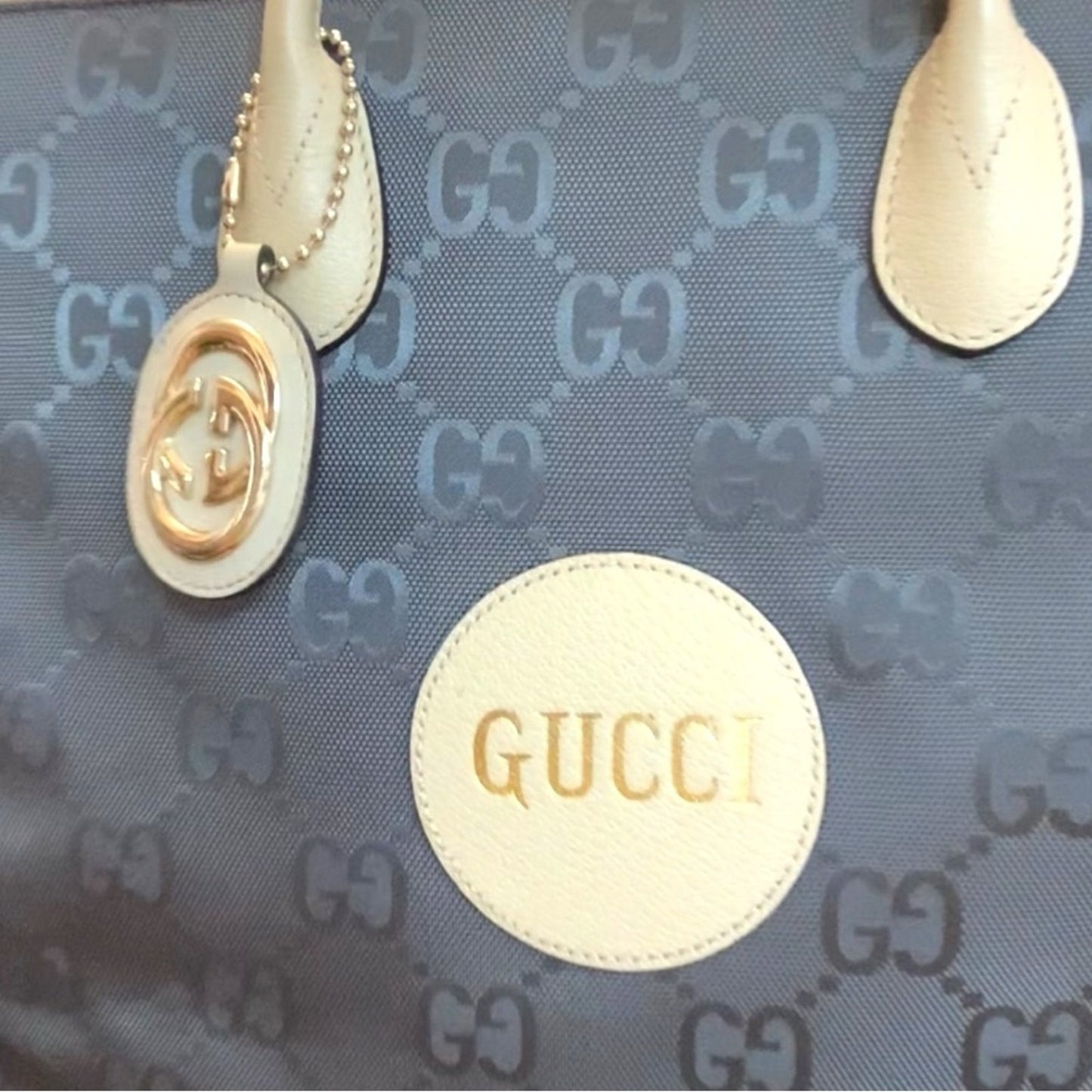 Gucci GG Nylon Tote Brown & Cream Top Handle Shoulder Bag