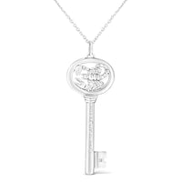 .925 Sterling Silver Diamond Accent Zodiac Key 18" Pendant Necklace (K-L Color, I1-I2 Clarity)