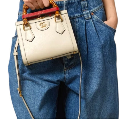 Gucci Diana Mini Tote Bag Cream Leather with Bamboo Handles
