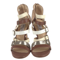 Jimmy Choo Leather Gladiator Sandals Brown Neutral Multi Strap Size 39 US 9