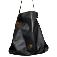 Versace Black 100% Pebbled Leather Large Hobo Shoulder Tote Bag NWT