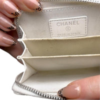 Chanel Classic Zipped Coin Purse White Caviar Leather