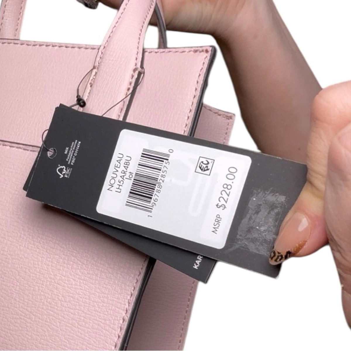 Karl Lagerfeld Paris Nouveau Pink Leather Satchel Crossbody Structured Tote Bag