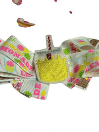 Lemonade Theme Pink Citrus Hair Bow and Chunky Bead Bracelet Set skuQ