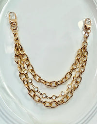 Gold Tone and Rhinestones Handbag Charm Chain layered with gold tone hardware