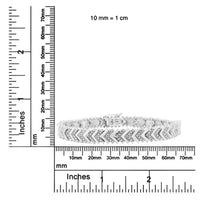 .925 Sterling Silver 1/6 Cttw Round-Cut Diamond Chevron Wave 7.25" Link Bracelet (I-J Color, I3 Clarity)