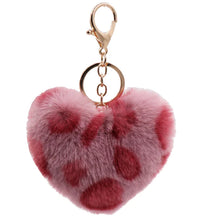 Leopard Print Plush Heart Keychain